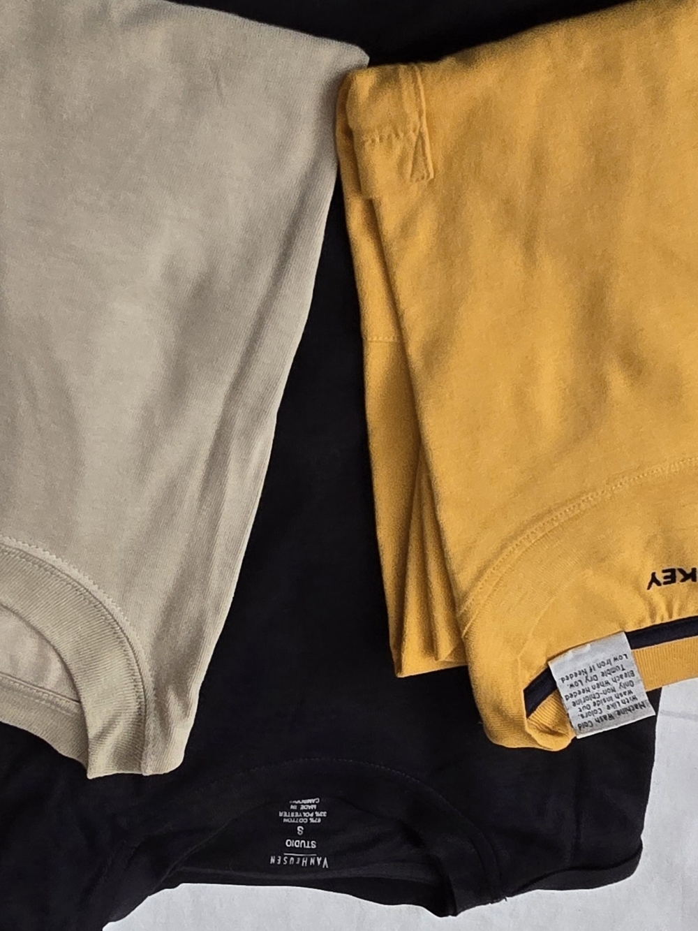 Casual Crew Neck Tee Bundle in Black, Mustard & Beige